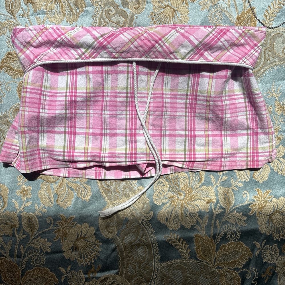 Tracy Evans Pink and White Plaid Shirt